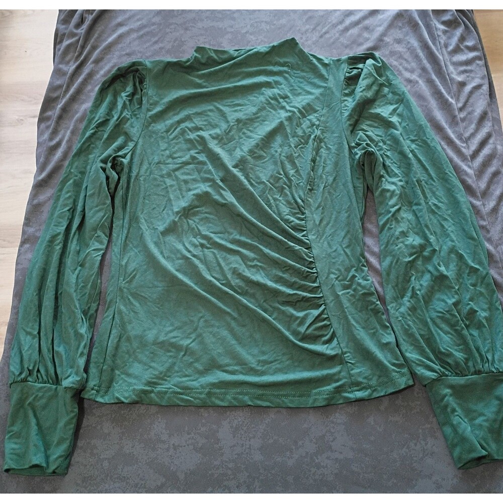 Kirundo Women's Green Solid Long Sleeve Pullover Blouse Size M